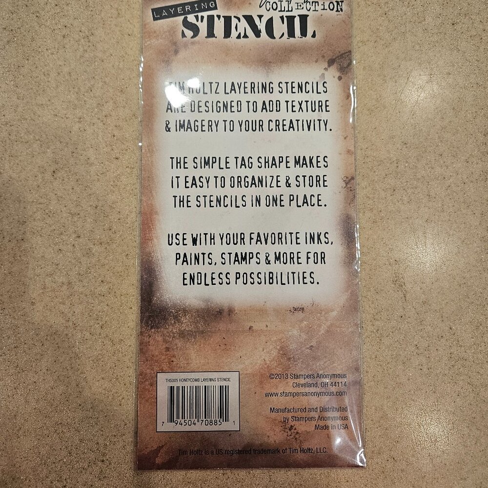 RARE TIM HOLTZ STAMPERS ANONYMOUS LAYERING HONEYCOMB STENCIL INK PAINT SCRAPBOOK - Picture 4 of 4